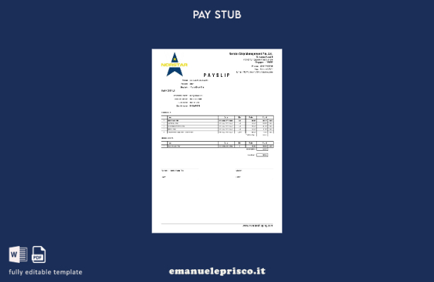 modello di busta paga Norstar Ship Management in stile verificato